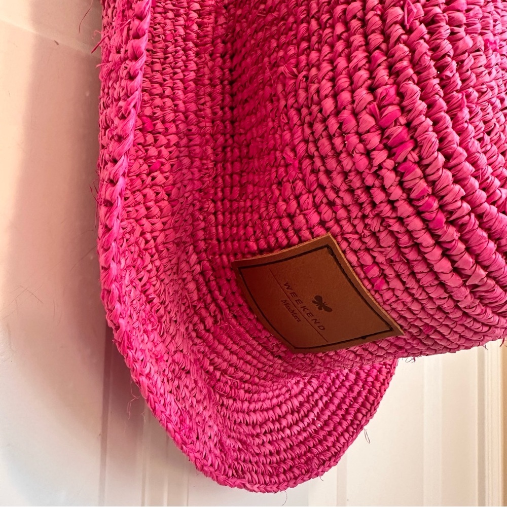 NWOT Max Mara Weekend Label-cut Logo Raffia Cloche Size: M/L Spring/ Summer Pink - Picture 7 of 11